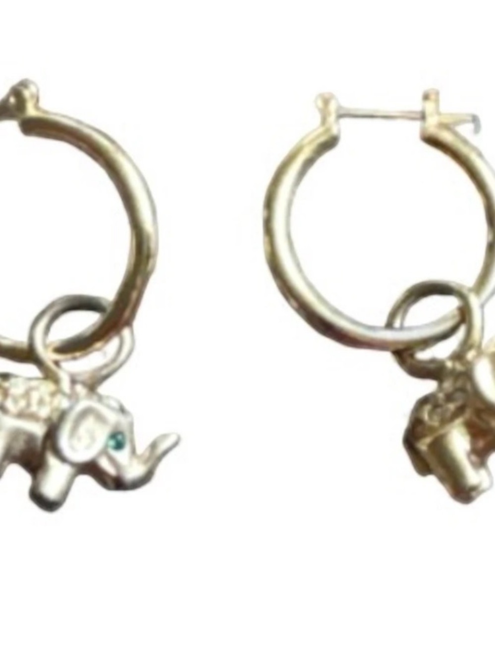Elephant Charm Hoop Earrings in Gold tone Like New